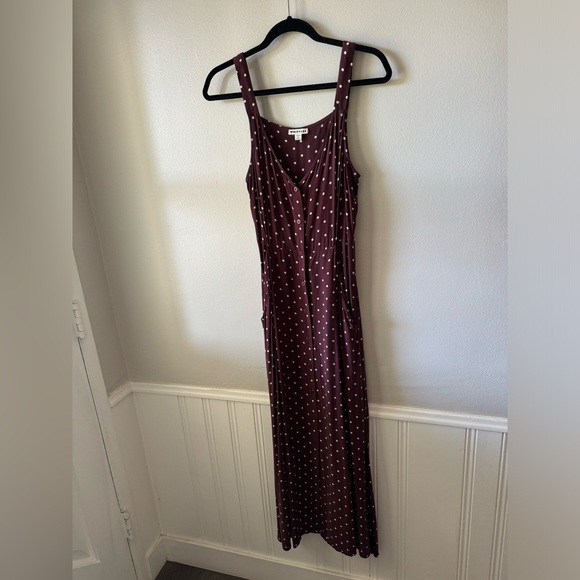 Whistles UK Burgundy Polka Dot Maxi Dress Luxe 90s Vibe - Picture 6 of 14